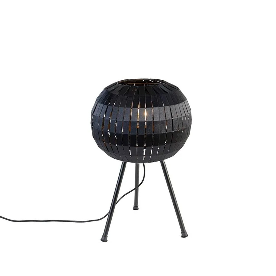 QAZQA Moderne Stativ-Tischlampe Zoë in Schwarz aus Stahl und Stoff mit E27 Fassung - Bild 2
