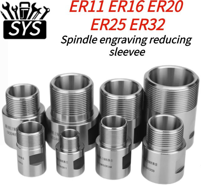 SYS ER-Spindeladapter Set für Gravurmaschinen in Silber und Gelb, ER11 ER16 ER20 ER25 ER32 Werkzeughalter-Hülsen - Bild 1