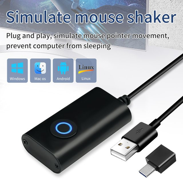 GGBEE Maus-Jitter-Simulator Anti-Schlaf-Gerät in Schwarz für PC und Laptop als Auto-Klicker und Auto-Play Gerät mit Plug-and-Play Funktion ohne Software-Installation - Bild 1