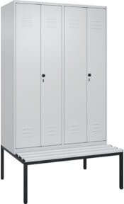 C+P Spind Classic PLUS Schwarz-Weiß Bank mit 4 Abteilen und unterbauter Sitzbank aus Kunststoff, B/T/H: 212,0 x 120,0 x 81,5 cm - Bild 1