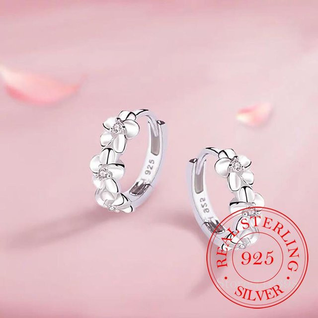Ohrringe 925 Sterling Silber, Blume, Rund, Damen, weiß - Bild 1
