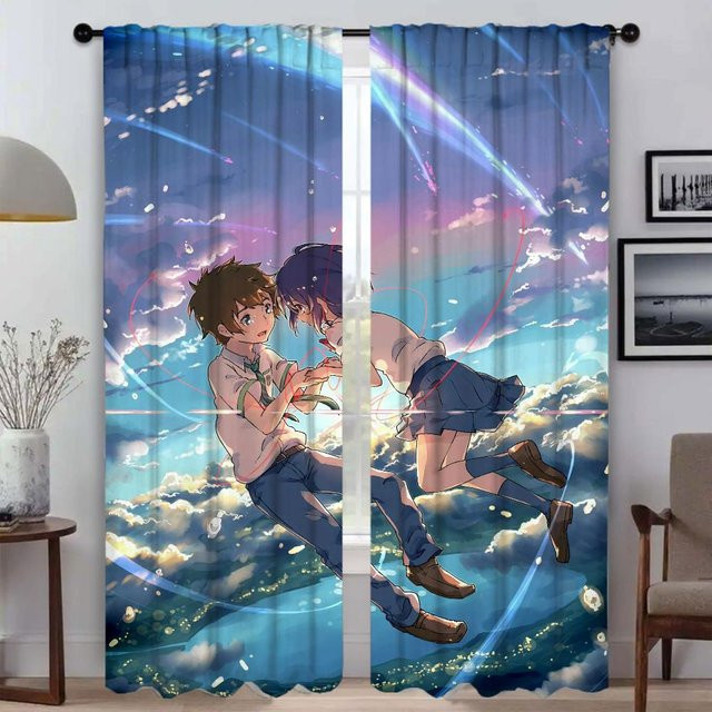 Schattierungen Ihr Name Verdunkelungsvorhang aus Tüll für Schlafzimmer und Heiminneneinrichtung, 2 Paneele, Blau, B: 50 cm, H: 70 cm - Bild 1