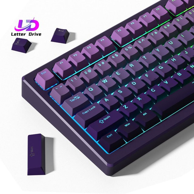134 PBT Double-Shot Keycaps Lavendel-Lila und Weiß für mechanische Tastaturen mit Cherry und Gateron MX Schaltern - Bild 1