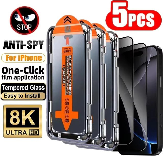 Apple iPhone Panzerglas Sichtschutz Anti-Spionage Displayschutzfolie transparent - Bild 1