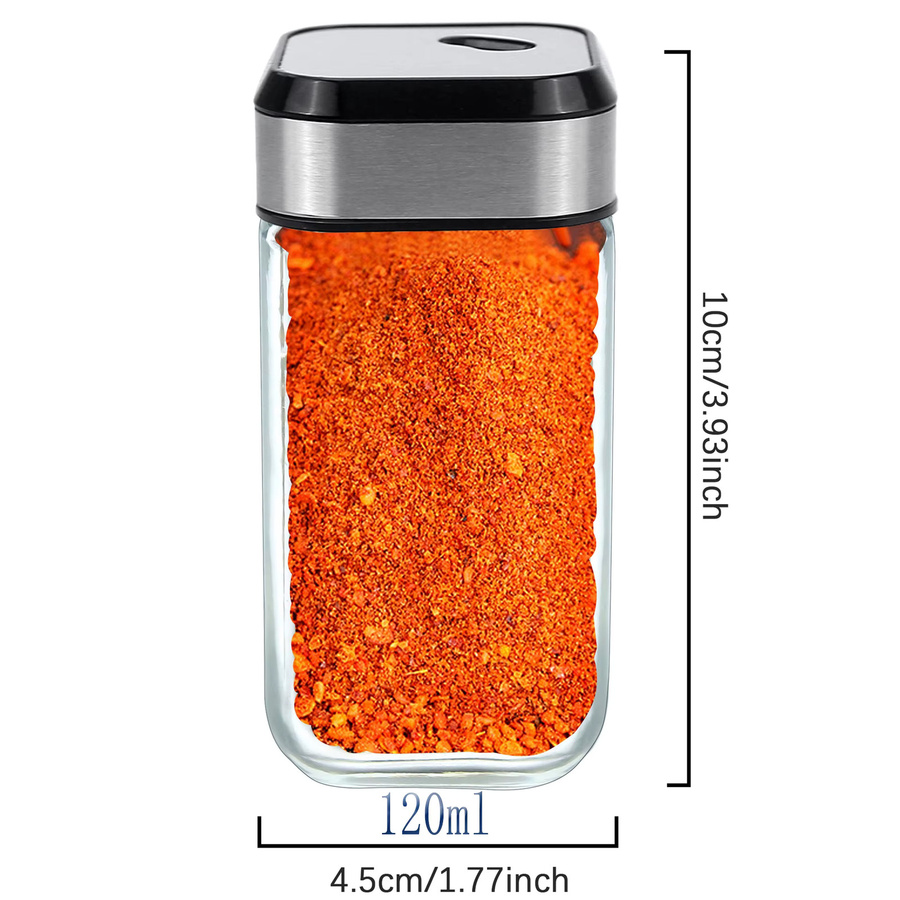 SAEIV Quadratisches Gewürzgläser-Set aus Glas, transparent, luftdicht und auslaufsicher, 120 ml pro Glas - Bild 3