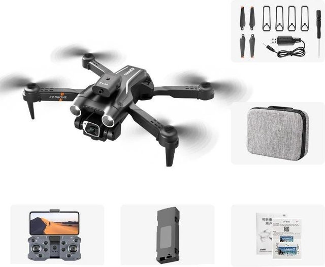 LYZRC K9Pro Mini Quadcopter Drohne mit Dual Kamera 4K Weitwinkel, Hindernisvermeidung und optischer Fluss Positionierung, faltbar, Schwarz - Bild 1