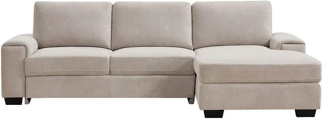 Vente-unique Schlafsofa Embapo in Beige mit L-Form und Stoffbezug, Breite: 260 cm, Tiefe: 153 cm, Höhe: 85 cm - Bild 1