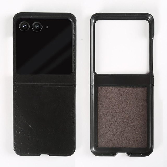 Premium Lederhülle für Motorola Razr 50 Ultra in Schwarz, stoßfeste Handyhülle - Bild 1