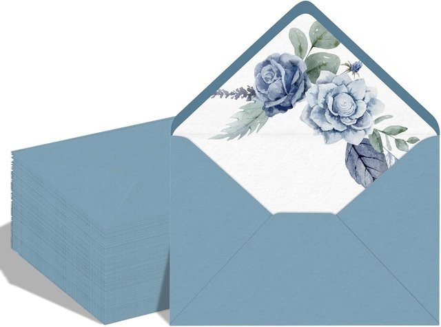50er Set Einladungsumschläge mit V-Flappe in Staubblau, 12,7 x 12,7 cm, 150 g/m2 Papier - Bild 1