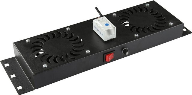 Lanview RAF115BL-UK Rack-Einheit in Schwarz mit 2 Lüftern, 1U, B: 48,7 cm, T: 133 cm, H: 4,5 cm - Bild 1
