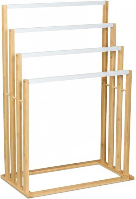 Relaxdays Handtuchständer aus Bambus in Weiß-Natur, B/T/H: 82 x 55 x 31 cm - Bild 1
