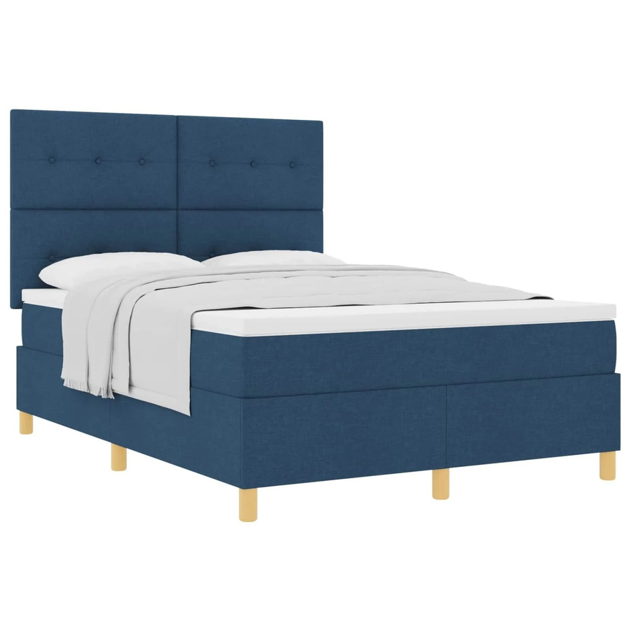 vidaXL Boxspringbett mit Matratze und Kopfteil in Blau, B/T/H: 140 x 200 x 280 cm - Bild 2