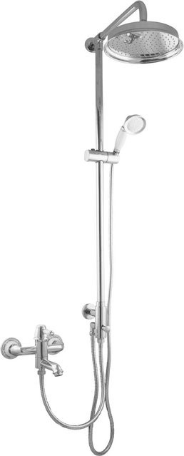 PaulGurkes Aufputz Duschsystem in Chrom mit Regendusche und Handbrause im Retro-Design - Bild 1