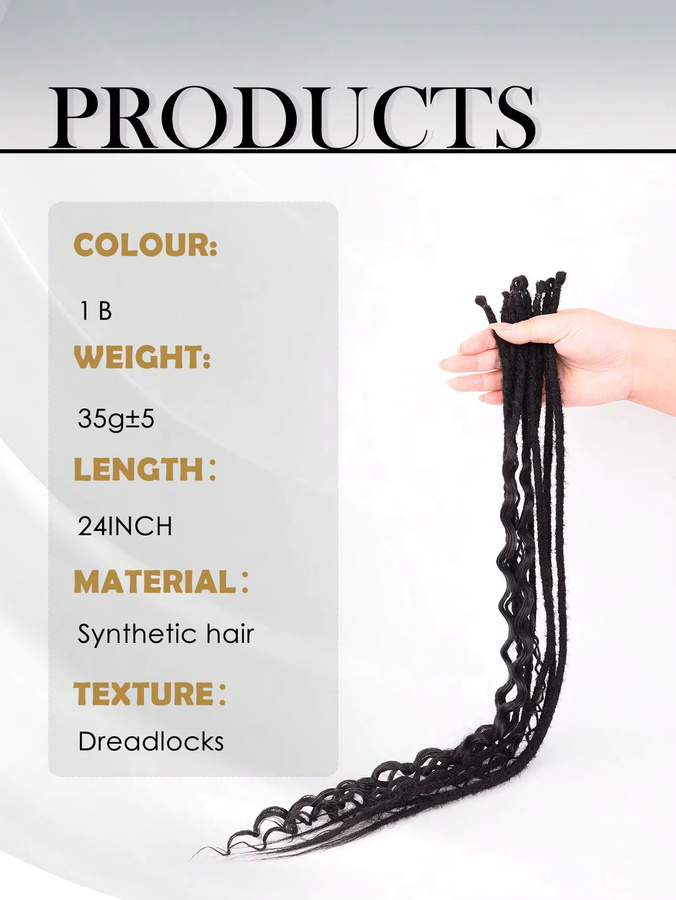 DinDong Dreadlock-Haarverlängerungen, synthetisch, 24 Zoll, Damen - Bild 2