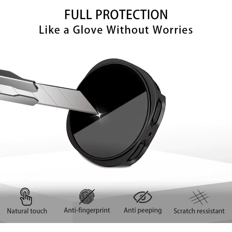 Mptionx Sichtschutzglas + Hülle für Samsung Galaxy Watch 8, Schwarz - Bild 5