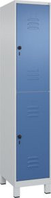 C+P Doppelstock-Spind Classic PLUS mit 1 Abteil, Füße, Stahl, Grau/Blau, H x B x T: 195 x 40 x 50 cm - Bild 1