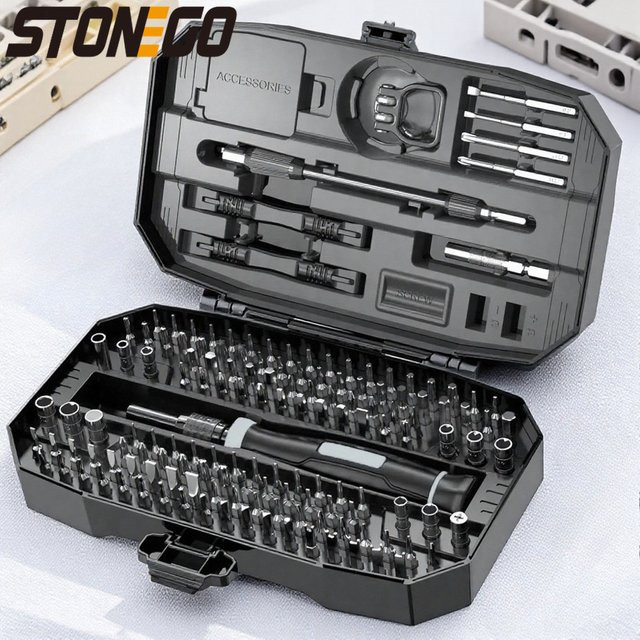 Professionelles 152-in-1 Laptop-Schraubendreher-Set in Schwarz für Computer-Reparaturen mit Torx T5 und T6 Präzisions-Werkzeugsatz - Bild 1
