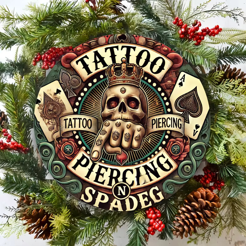 Potdemiel Vintage Wandkunst aus Metall mit Tattoo und Piercing Motiv, Mehrfarbig, B/H: 20,3 x 20,3 cm - Bild 5