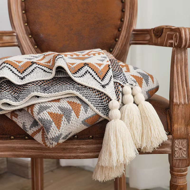 Bohemian Navajo Strickdecke in Weiß für Baby und Sofa - Bild 3