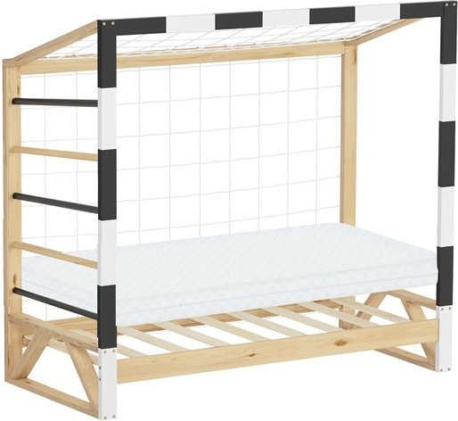 ML-Design Kinderbett Fußballtor aus massivem Kiefernholz mit Matratze und Lattenrost, B/T/H: 70 x 140 x 152 cm - Bild 1