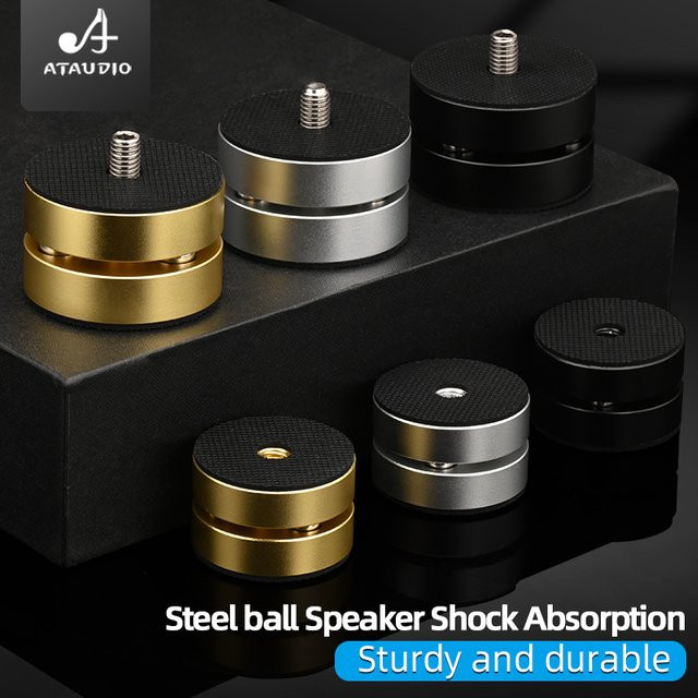 ATAUDIO HiFi Lautsprecher Dämpfungsfüße aus Aluminiumlegierung und Stahl mit Anti-Shock Absorber Kugeln in Schwarz, 4er-Set - Bild 1