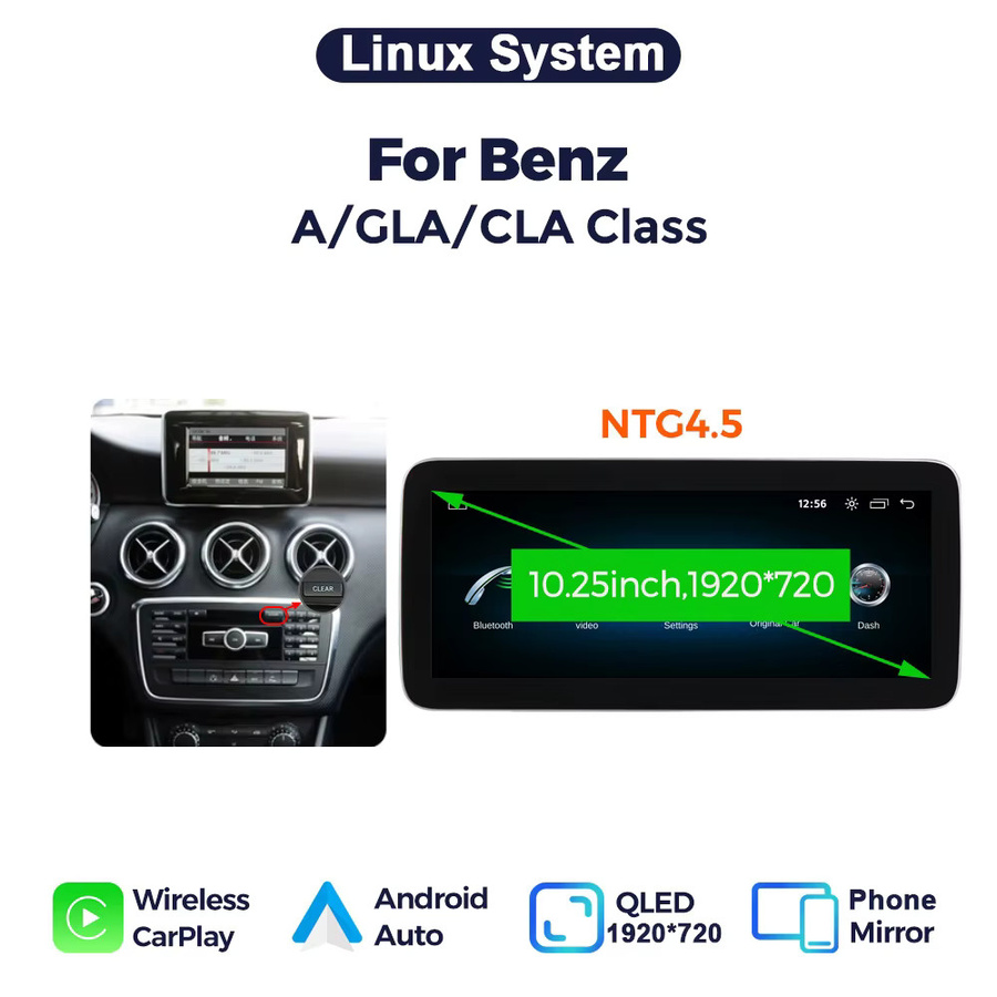 MEKEDE Autoradio für Mercedes Benz A GLA CLA G-Klasse mit Linux-System, 10,25 Zoll Display, kabelloses CarPlay, Android Auto, Bluetooth, WIFI, GPS-Navigation und Mirror Link in Schwarz - Bild 6