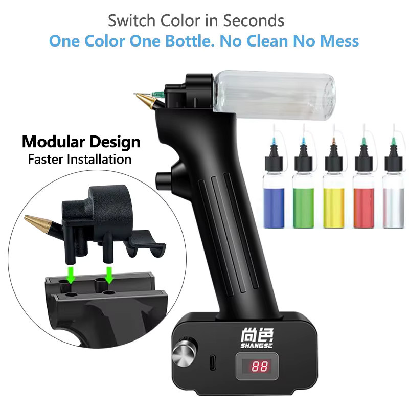 SHANGSE No-Clean Airbrush Kit kabelloses elektrisches Handheld-Schnellspray-Set in Schwarz mit 30PSI für Modellmalerei und Möbelrestaurierung - Bild 2