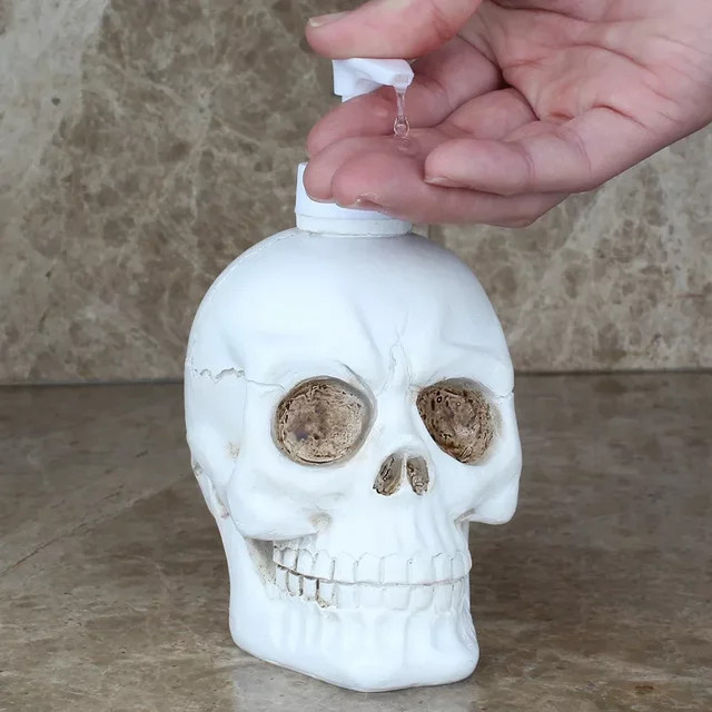 MINIDEAL Schädel Seifenspender aus Keramik in Weiß mit Pumpmechanismus, 350 ml - Bild 1