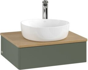 V&B Waschtischunterschrank Antao ohne Frontstruktur in Eiche Honig Braun lackiert, B: 60 cm, H: 50 cm, T: 50 cm - Bild 1