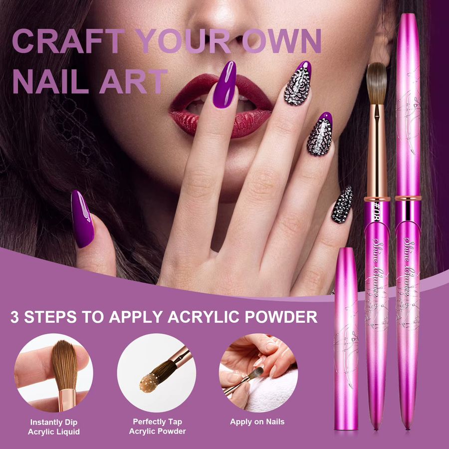 Shine Chance Kolinsky Acryl Nail Art Pinsel, Holzgriff, Größe 2-14 - Bild 3