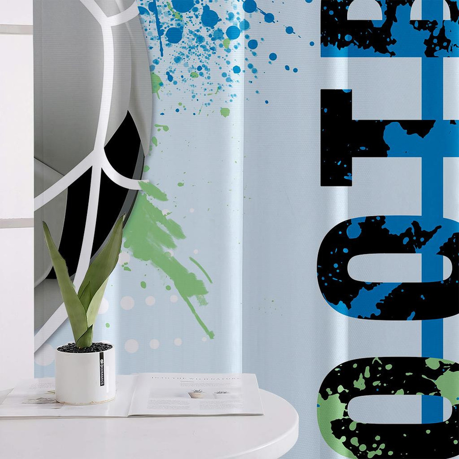 Yiran Furniture Fußball Vorhänge Set mit Weltmeisterschaft-Motiv, bunt, Polyester, semi-transparent, B/H: 50 x 140 cm, 2 Stück - Bild 1