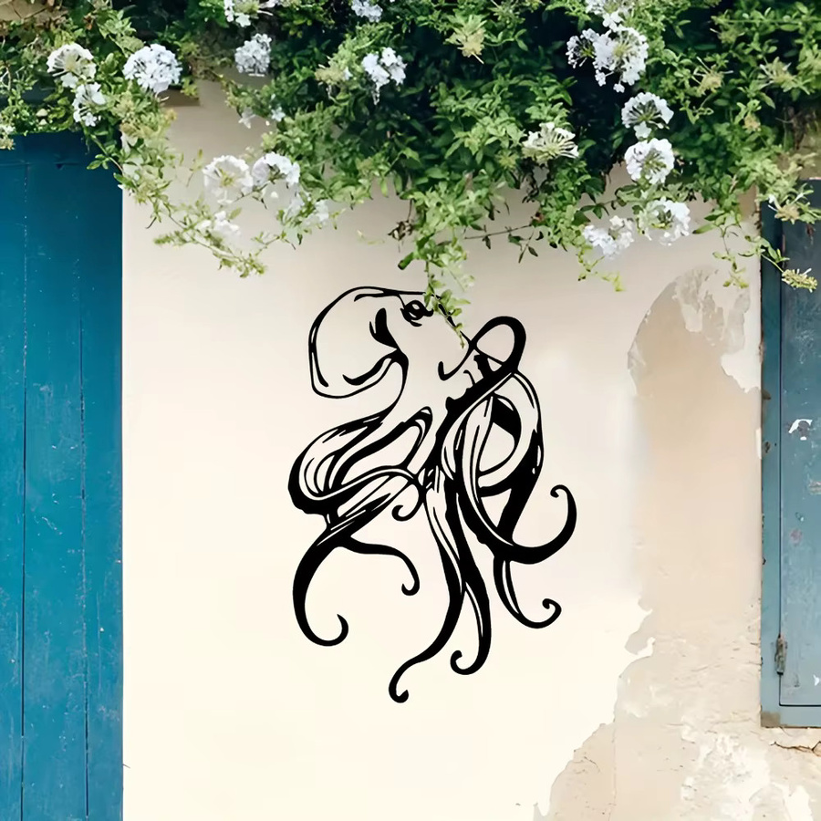 CIFBUY Oktopus Metall-Wandkunst Nautische Skulptur in Schwarz - Bild 3