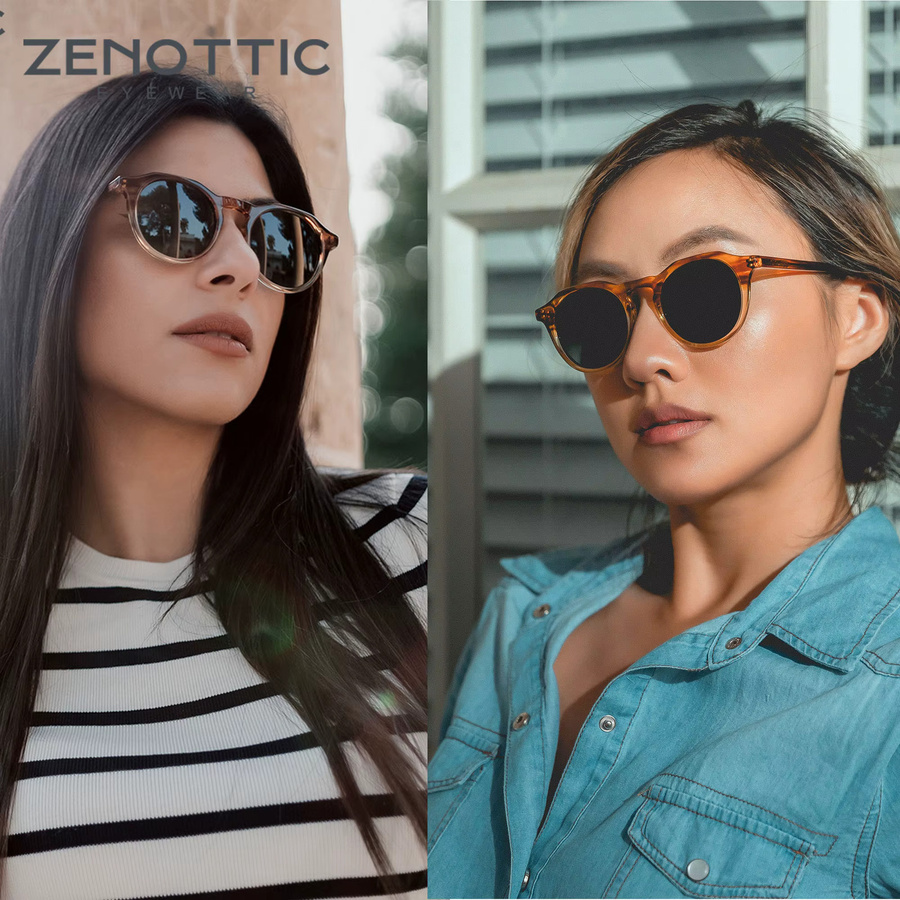 ZENOTTIC Sonnenbrille, rund, Acetat, Vollrand, polarisiert, Unisex - Bild 1