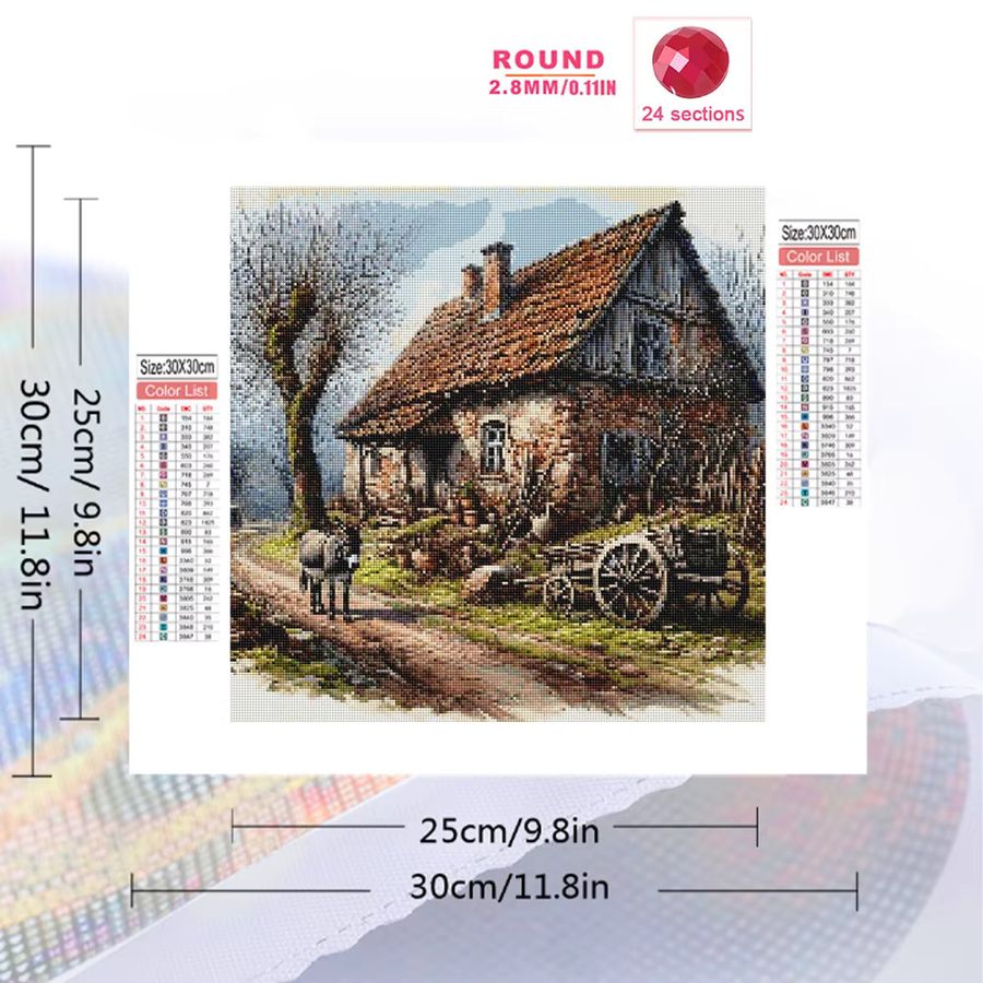 Evershine DIY Diamantgemälde Haus Landschaft mit runden Mosaiksteinen für Anfänger, B/H: 20 x 20 cm - Bild 2