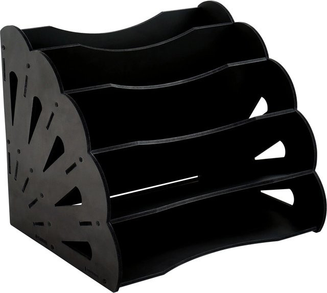 Relaxdays Dokumentenablage aus MDF mit 5 Fächern für A4, Schwarz, B: 28,0 cm, T: 28,0 cm, H: 32,5 cm - Bild 1