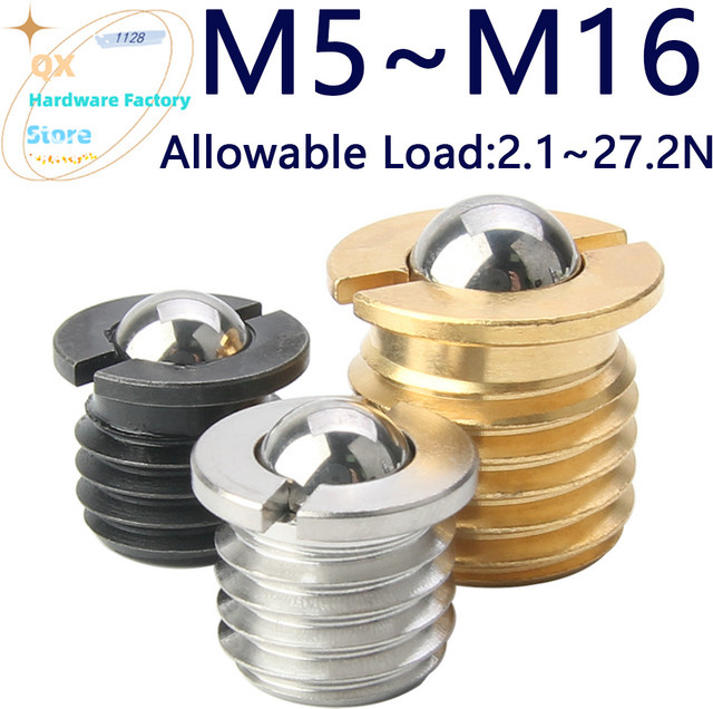 Werkseitig geschlitzte Stellschraube mit Flansch und Positionierkugel aus Messing, Stahl oder Edelstahl für M5 bis M16 - Bild 1