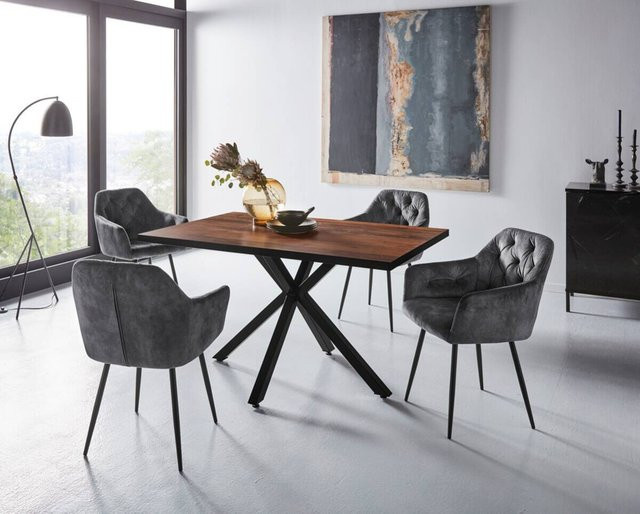 Hela Essgruppe Cleo I in Anthrazit mit Tisch und Stühlen aus Holzwerkstoff und Samtvelour, B/H/T: 140 x 76 x 90 cm - Bild 1