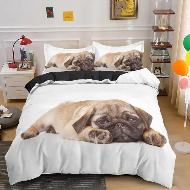 Bulldog Bettwäscheset Your Warm Home mit Motiv Hund in Weiß, 3-teilig, B/H: 228 x 228 cm, Kissenbezüge: 50 x 70 cm - Bild 1