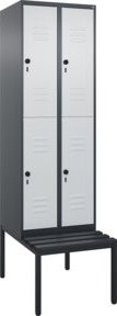 C+P Doppelstock-Spind Classic PLUS Sitzbank mit 2 Abteilen und Sicherheits-Drehriegel, Kunststoff und Stahl, B/T/H: 212 x 60 x 81,5 cm - Bild 1