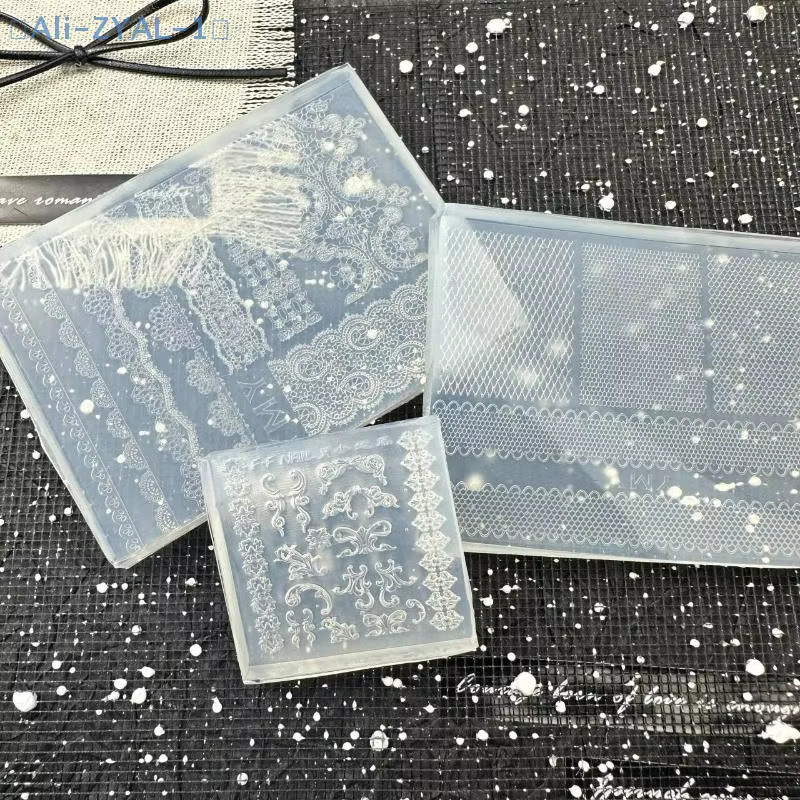 JETTING Nagelform 3D Silikon DIY Relief Spitzenband Vorlagen, Transparent - Bild 5