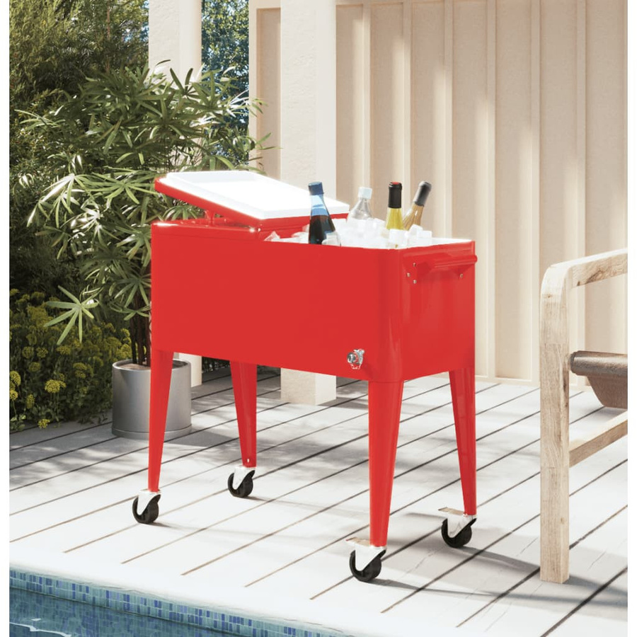 Rote Kühlbox auf Rädern von VD Home Furnishing, B/T/H: 92 x 43 x 89 cm - Bild 3