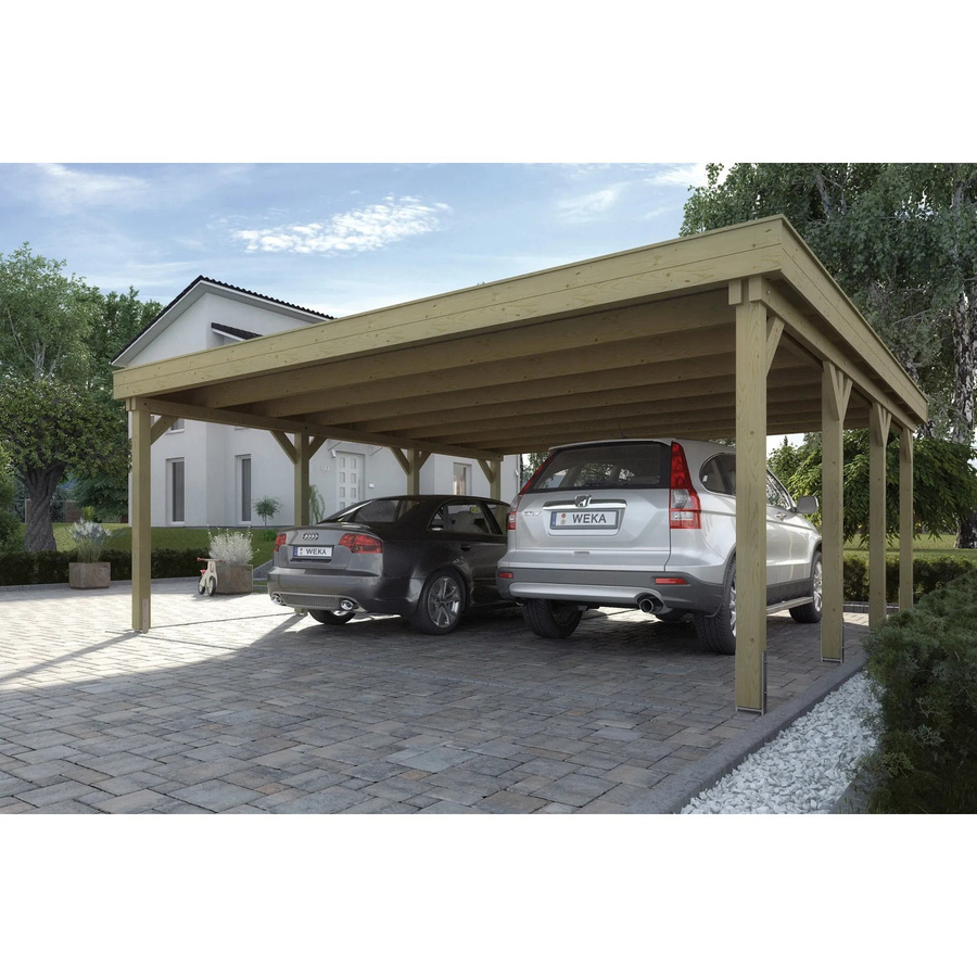 WEKA Doppelcarport 609 mit Stahltrapezblechdach in Braun, B/T: 552 x 614 cm, Firsthöhe: 240 cm - Bild 2
