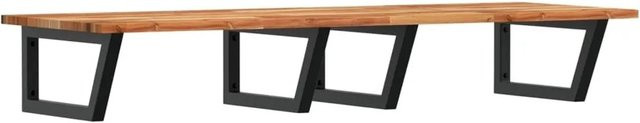 vidaXL Waschbeckenregal zur Wandmontage aus Stahl und geöltem Akazienholz in Schwarz und Braun - Bild 1