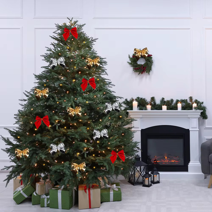 Joy-enlife Weihnachts-Anhänger Set mit Schleifen und Sternen in Rot und Gold für Weihnachtsbaum und Party-Deko - Bild 2