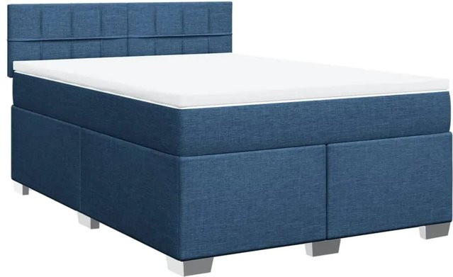 vidaXL Boxspringbett mit Matratze Hybrid-Design in Blau und Weiß, B/T/H: 140 x 200 cm - Bild 1
