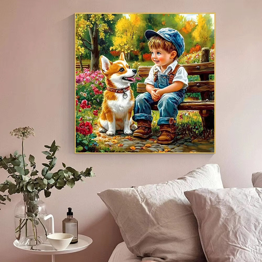 Huacan Diamantgemälde Hund, Diamantmosaik, Tiere, Bunt / Mehrfarbig - Bild 3