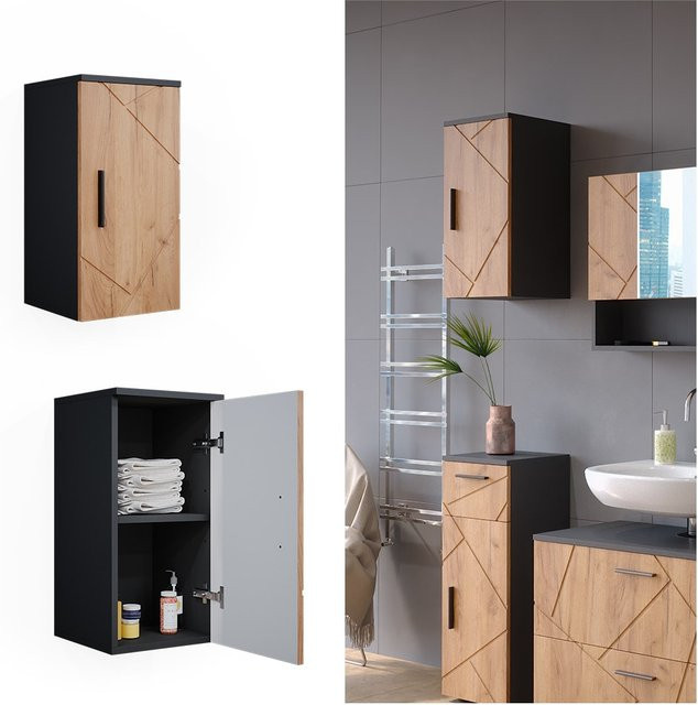 Vicco Hängeschrank Irma Badezimmermöbel Anthrazit Eiche modern B: 30 cm, H: 59 cm - Bild 1