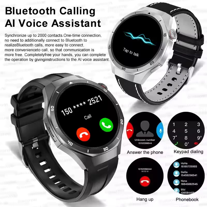 GUHUAVMI Smartwatch, Schwarz, Edelstahl, GPS, NFC, Rund - Bild 4