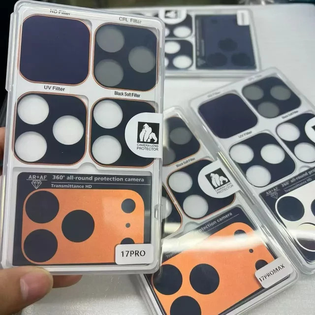 4er-Set magnetische Kameraobjektivschutz-Filter für iPhone 17 Pro und iPhone 17 Pro Max mit AR+AF Beschichtung und Blendschutz in Silber - Bild 1