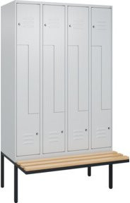 C+P Z-Spind Classic PLUS Sitzbank mit 8 Fächern und Zylinderschloss, Buche-Hartholz und Stahl, B/T/H: 212,0 x 120,0 x 81,5 cm - Bild 1